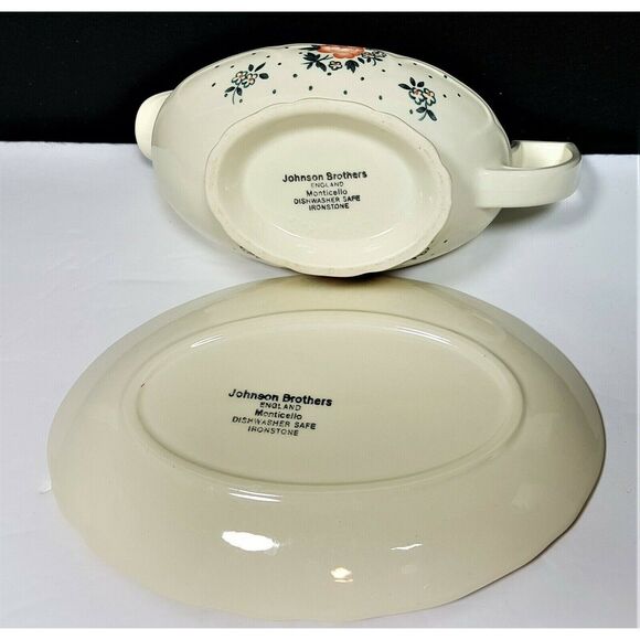 Johnson Bros Monticello Ironstone Gravy Boat w/ Det. Underplate England 1983 - Picture 7 of 8